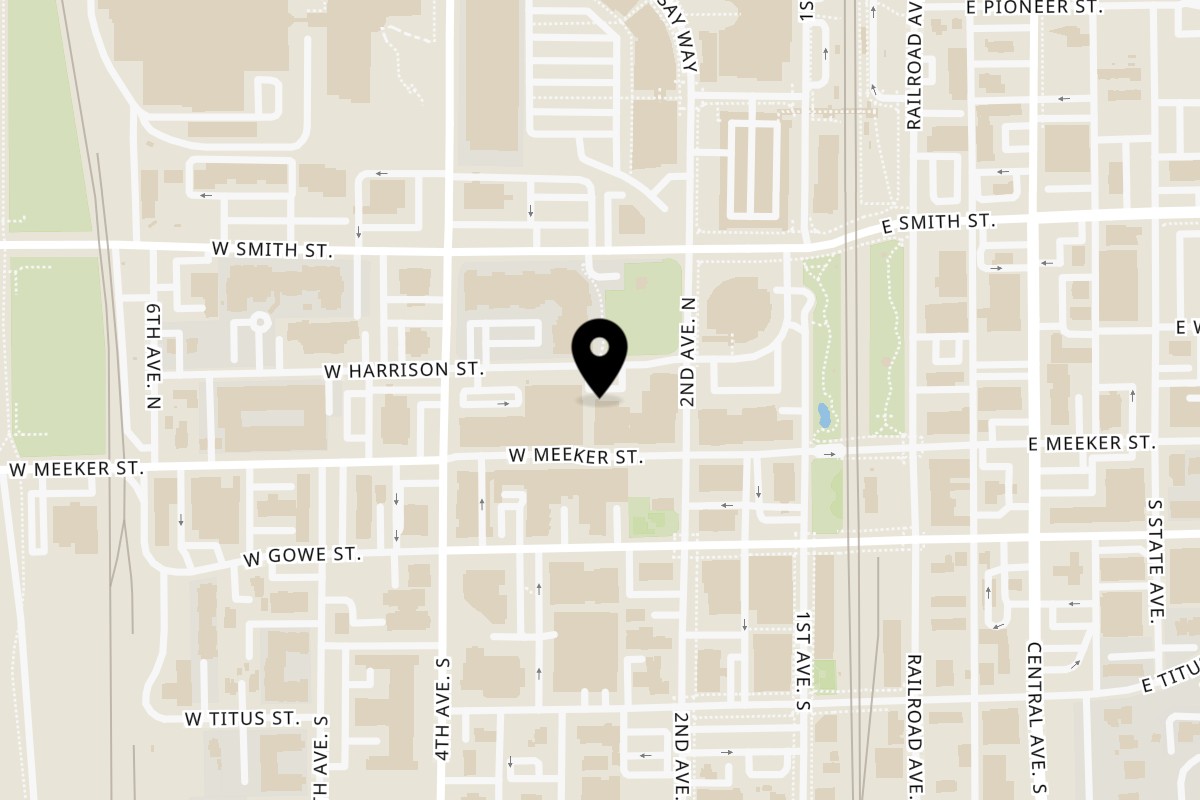 Map showing the location of Masthi Bar & Grill Kent on 320 West Harrison Street in Kent